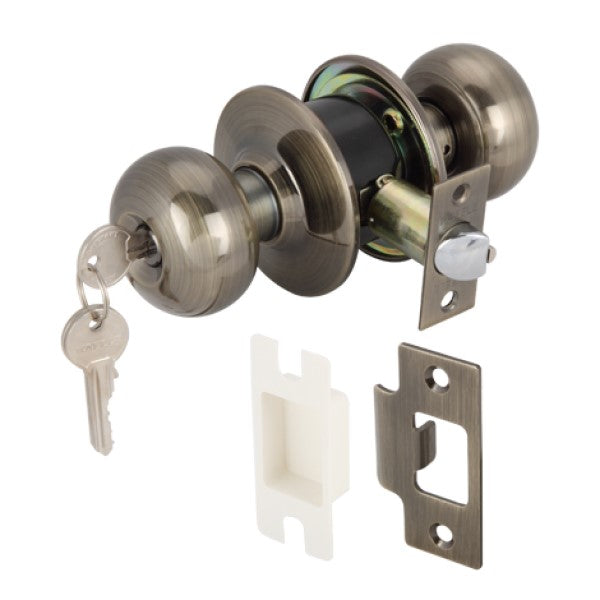 Hafele 489.10.254 KNOB LOCKSET ENT ANT BRASS