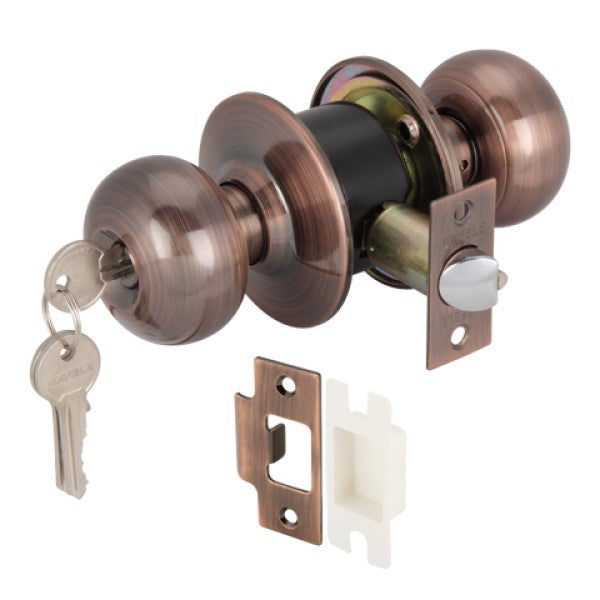 Hafele 489.10.256 KNOB LOCKSET ENTRANCE ANT COPP