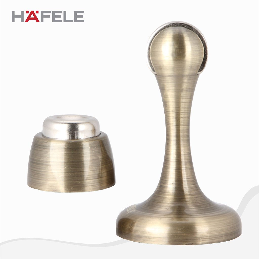 Hafele 489.70.258 MAGNETIC DOOR STOPPER ZINC ALLOY BRASS POLISH FINISH DIY PACK