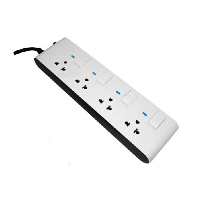 HACO-EJ-4S4EB/3 4 GANG EXTENSION SOCKET, 3 meter x 0.75mm2 with individual switch