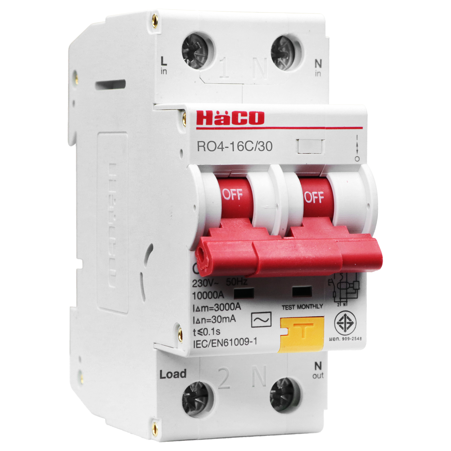 Haco RO4-16C/30 RCBO 2P 16A 230VAC 30mA 10kA