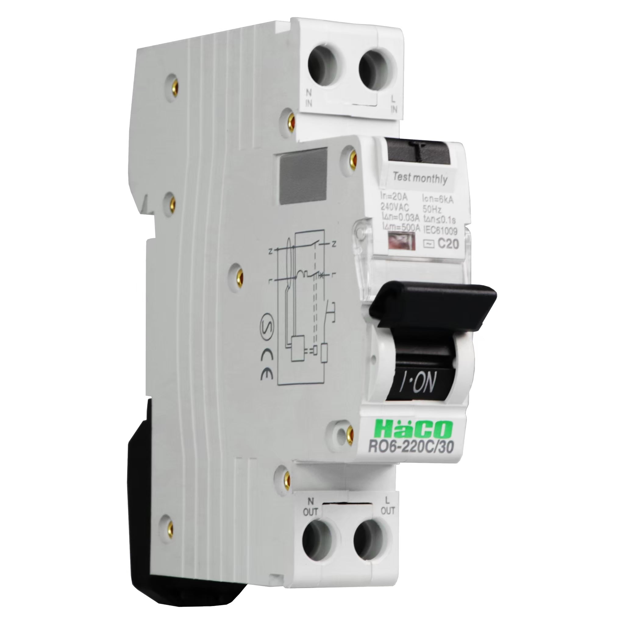 Haco RO6-220C/30 RCBO 20A 240V 6kA