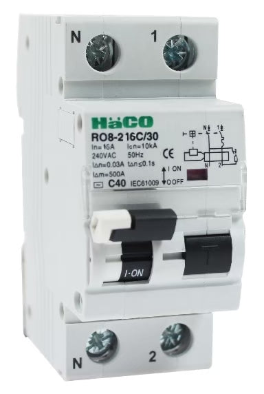 Haco RO8-216C/30 RCBO 10A 240V 10kA