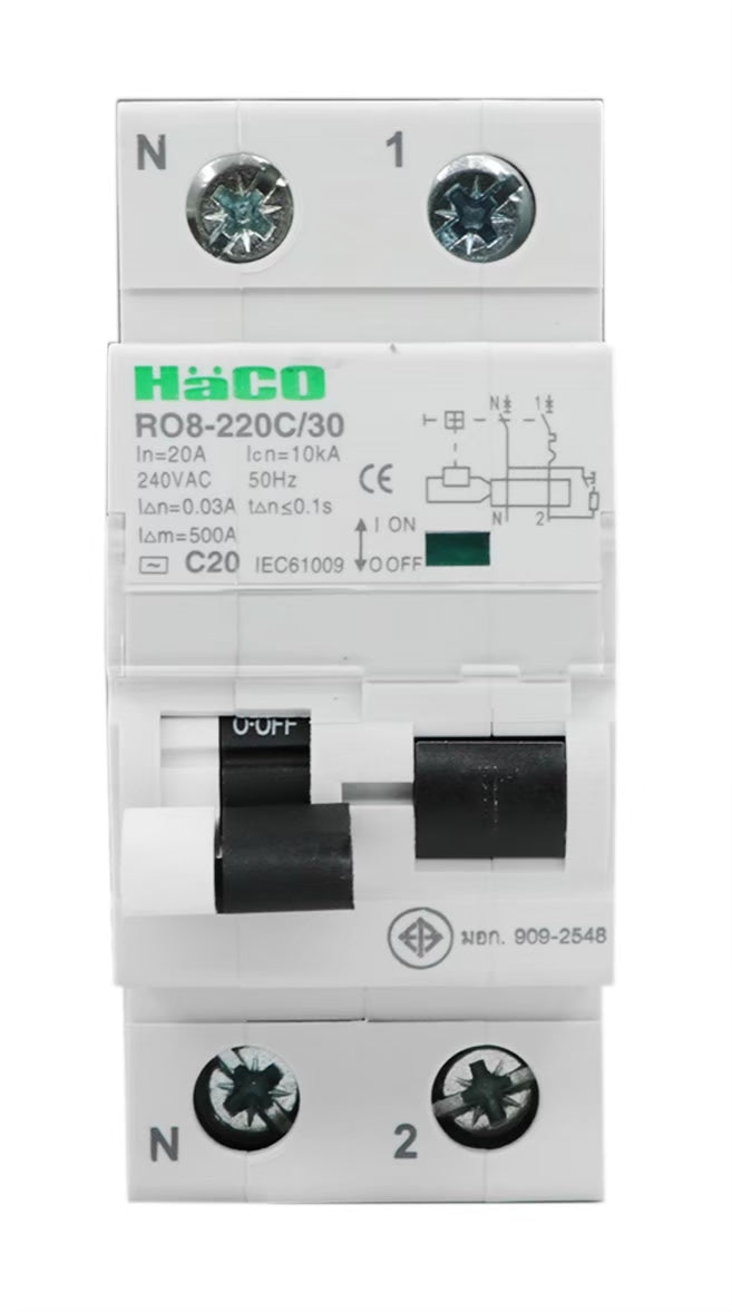 Haco RO8-220C/30 RCBO 16A 240V 10kA