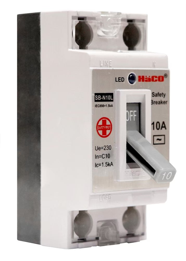 Haco SB-N10L Safety Breaker 10A 230VAC Ic = 1.5/2.5 kA