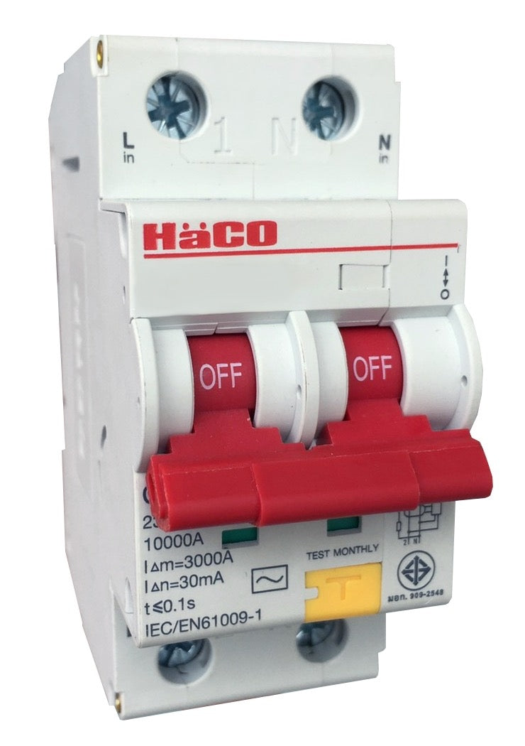 Haco RO4-50C/30 RCBO 2P 50A 230VAC 30mA 10kA